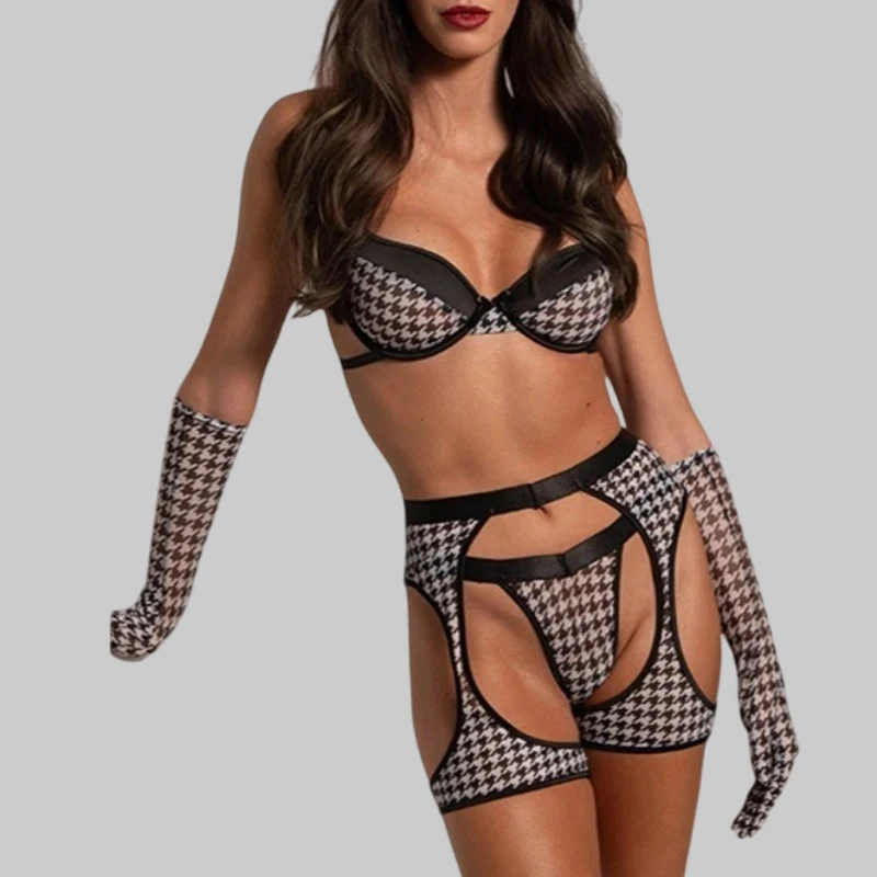 

Toucheart сексуальное женское белье костюм для женщин сексуальный комплект с бюстгальтером модное клетчатое лоскутное сексуальное женское белье комплект из четырех предметов женский комплект нижнего белья