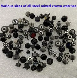 Watch Accessories Are In Bags  Various Sizes Long Short All Steel Watch Handle Mixed Black Watch Crown Clock Maintenance Parts