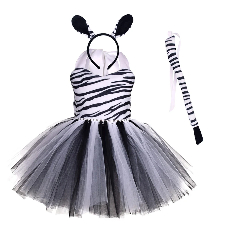 

Animal Ears Hairband Self-Tie Tail Halter Dress Set Fancy Carnival Party Costume