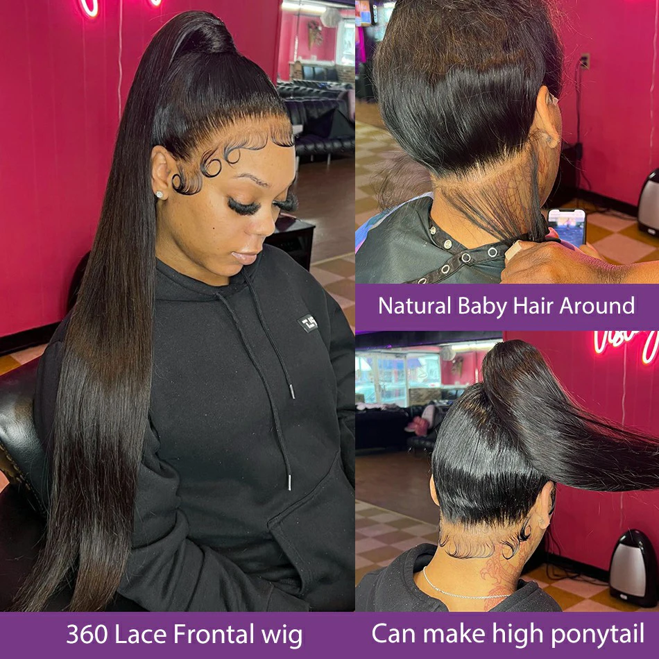 Straight Lace Front Wig 360 Full Lace Human Hair Wigs For Women 30 36  Inch 13x4 13X6 Bone Straight Transparent Lace Frontal Wig