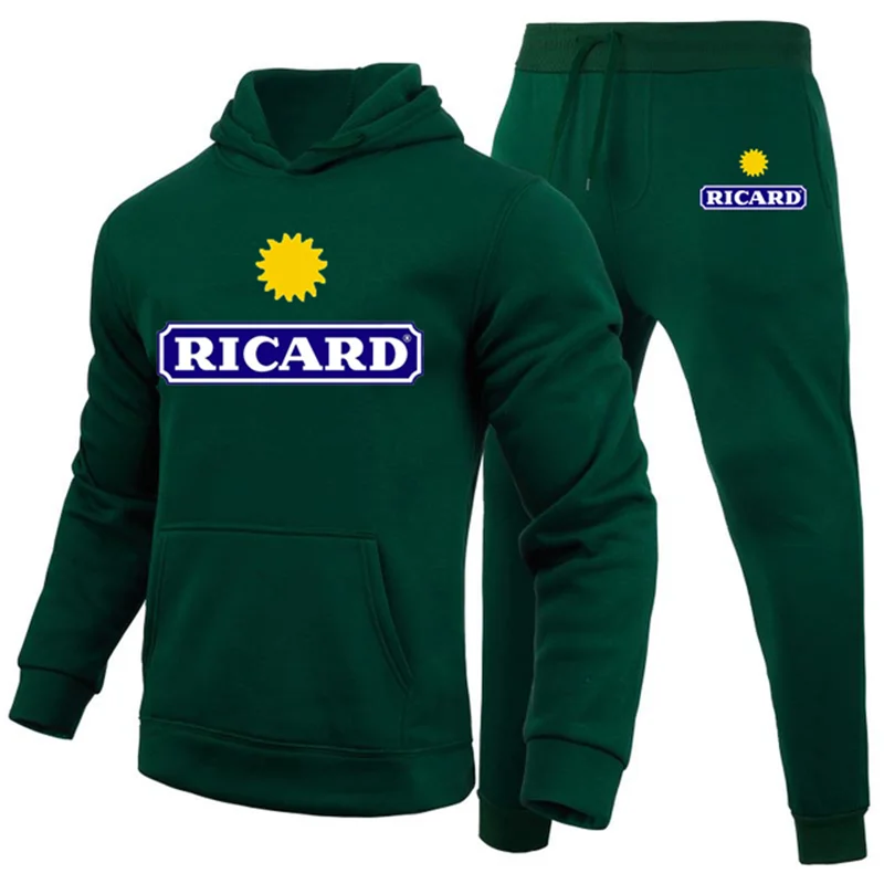 Ricard Men's Sweatshirt +Pants 2 Piece Set Casual Sportswear Hoodies Wear Autumn And Winter New Sportswear Suit Hot