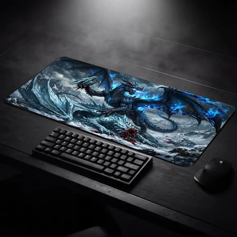 Mystic Galaxy Dragon Art Large Mouse Pad XXL Dark Fantasy Desk Mat Overlocked Non-Slip Rubber Gaming Keyboard Pad Deskpad