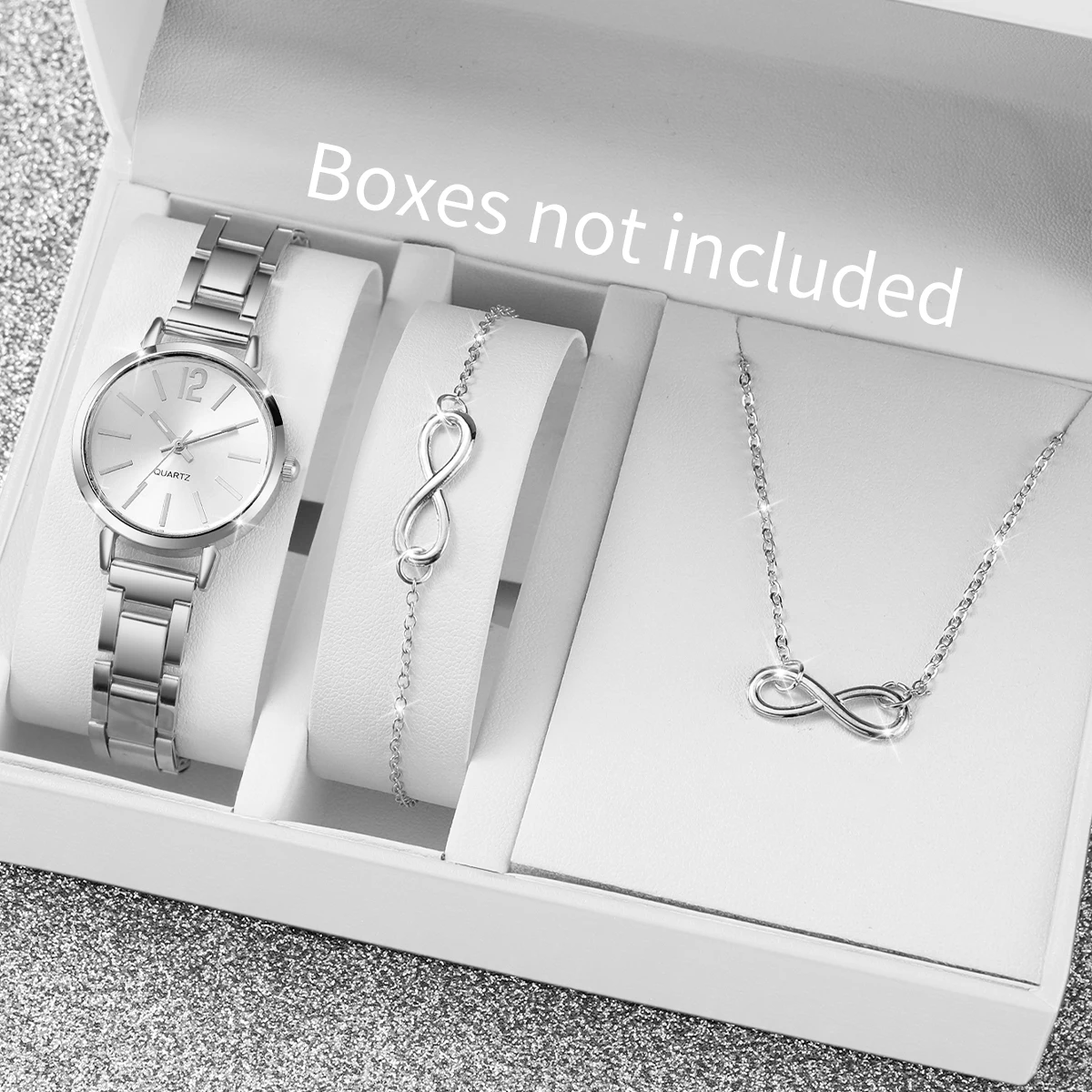 2/3PCS Women Silver Alloy Strap Quartz Watches Ladies Elegant Arabic Dial Wristwatch With Bracelet Set(Without Box)