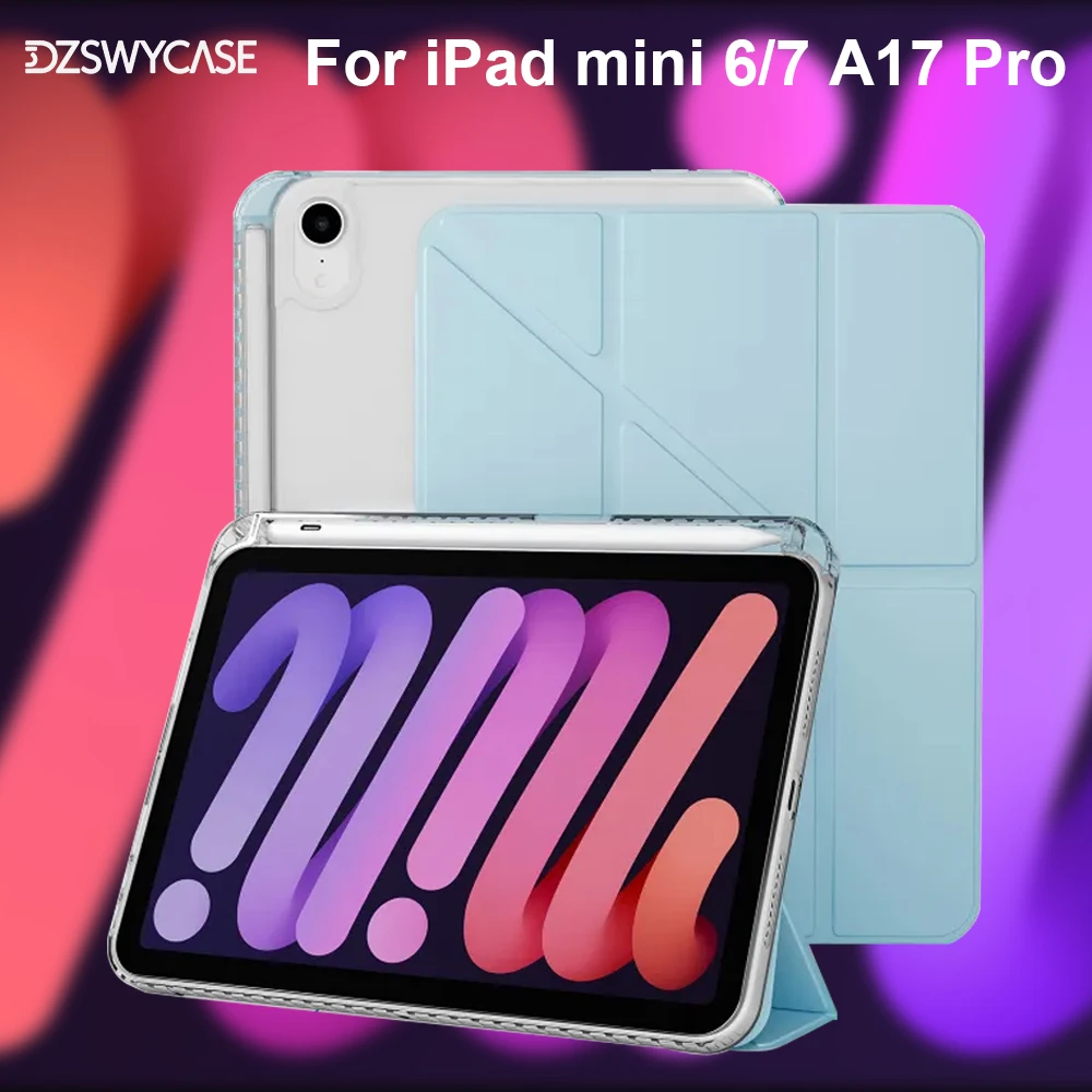 Y-Trifold Case for  iPad Mini 7 Case A17 Pro 2024/iPad Mini 6th Gen Case 2021 8.3 Inch 2021 with Pencil Holder Auto Sleep Wake
