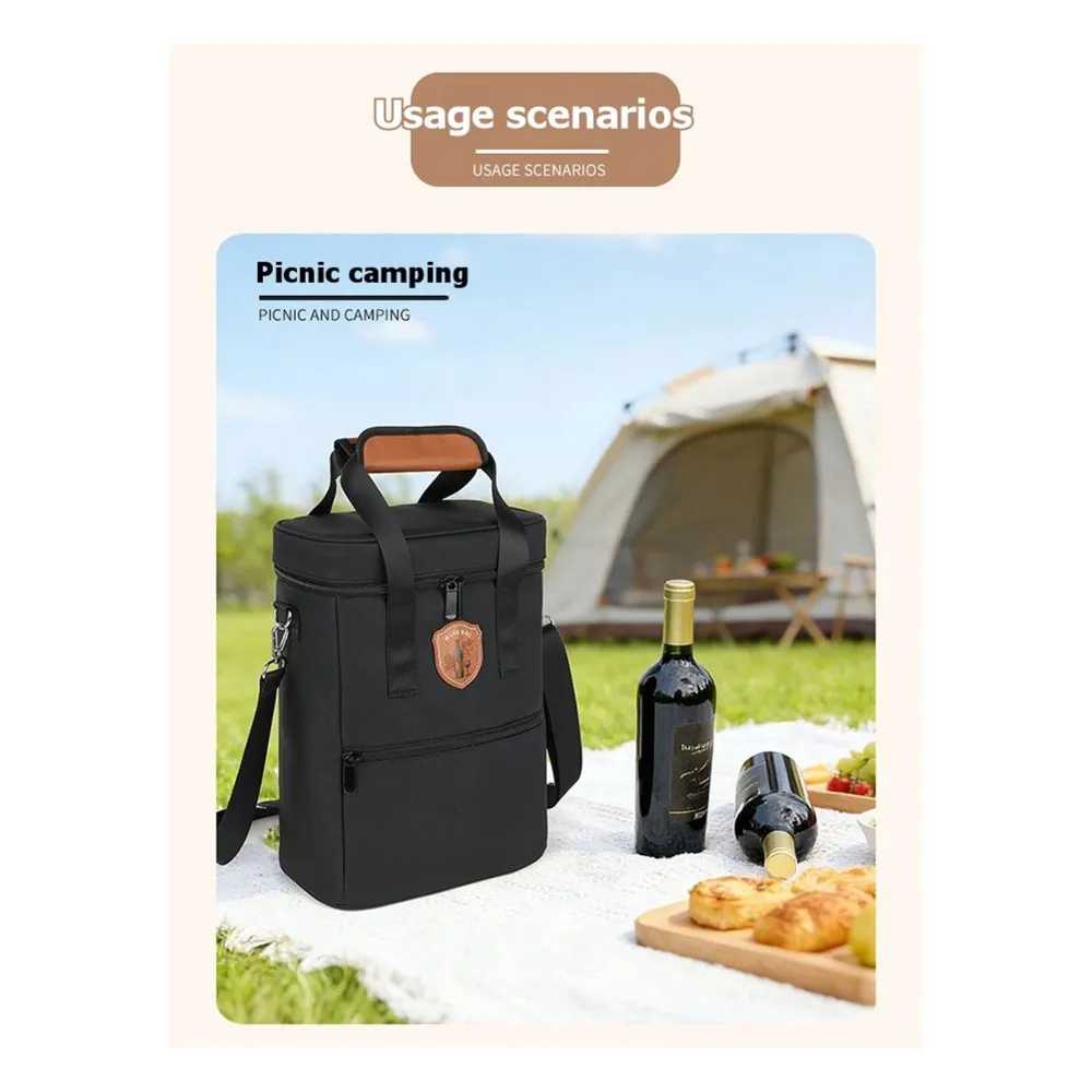 ABUG-Two-Bottle Wine Tote Bag, Large Capacity & Leakproof