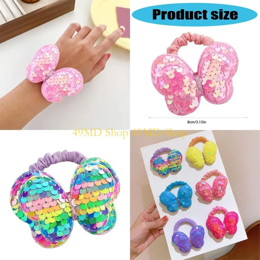 

49MD Эластичные резинки для волос-бабочки Держатель для хвоста Резинка для волос Резинки для волос с блестящими бантиками