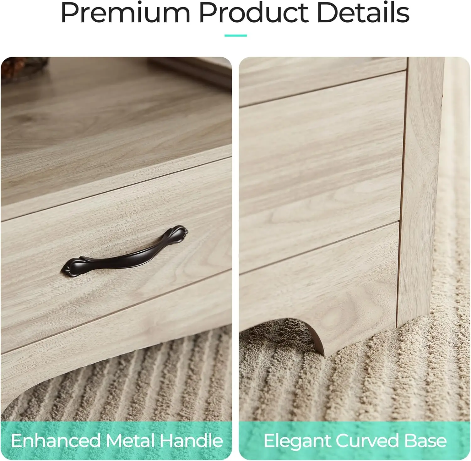 طاولة قهوة المزرعة مع مساحة تخزين، طاولة قهوة خشبية لغرفة المعيشة، منطقة عرض مفتوحة وأدراج تخزين بمقابض معدنية #5