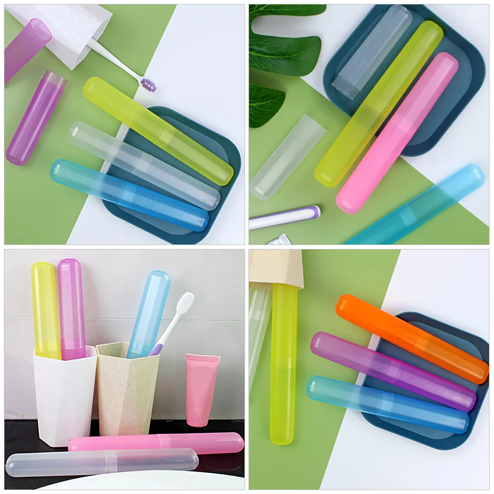 

7Pcs Toothbrush Protector Cover Plastic Travel Storage Box Portable Toothpaste Organizer Small Toothbrush Case