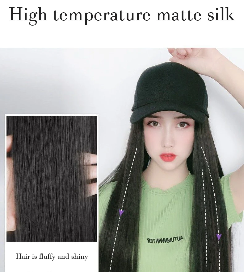 WIGSIN Synthetic Baseball Cap Wig Black Brown Wigs Long Straight Hair Heat Resisting One Piece Fashion Full Wig For Women