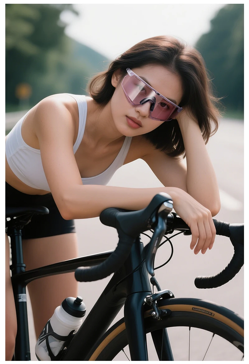 Kapvoe Fahrradbrille aus echtem Carbon, Sonnenbrille für Herren, leicht, photochrom, UV400, MTB, Fahrrad, Sportbrille – Detail 24