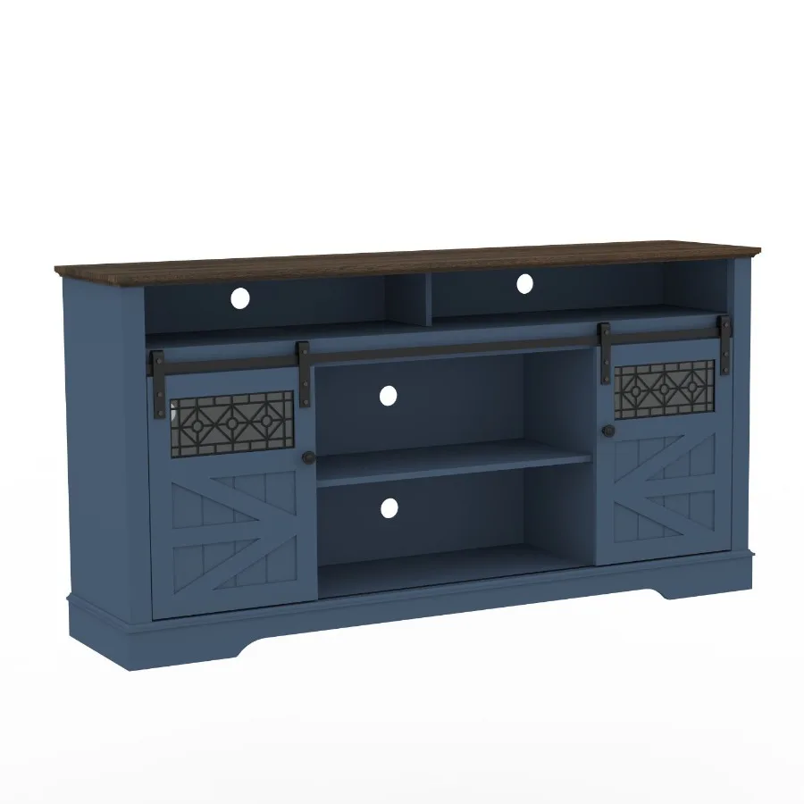 Farmhouse TV Stand with Sliding Barn Door and Drawer 75" Rustic Entertainment Center for TVs up to 75" Buffet Storage Cabinet f
