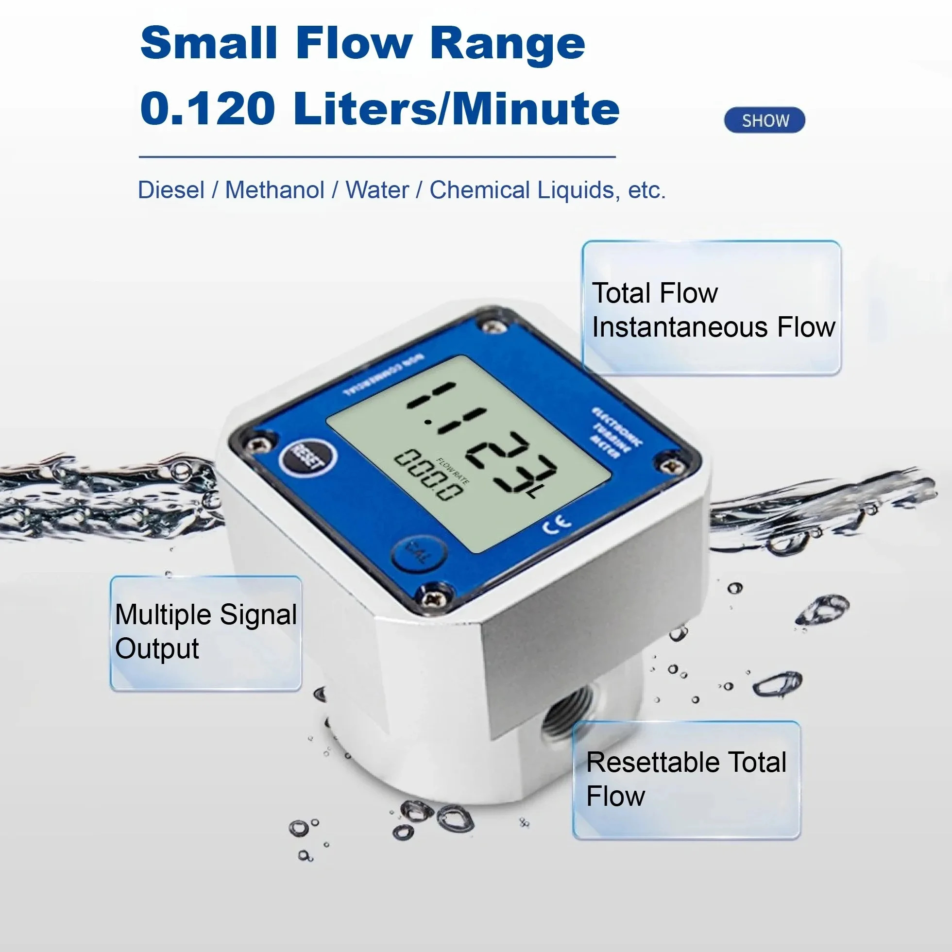 Micro Oval Gear Flow Meter RS485 High Precision Digital Liquid Flowmeter LCD Display Water Flow Control G1/4 G1/2 G3/4 Optional