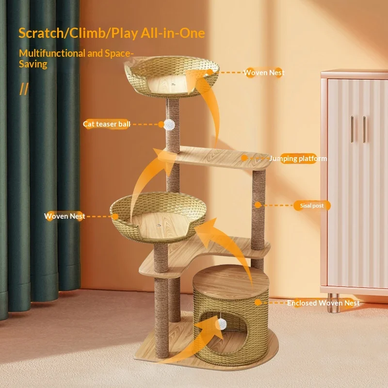 Árbol ratán compacto para gatos con juguete y cápsula espacial - imagen 5