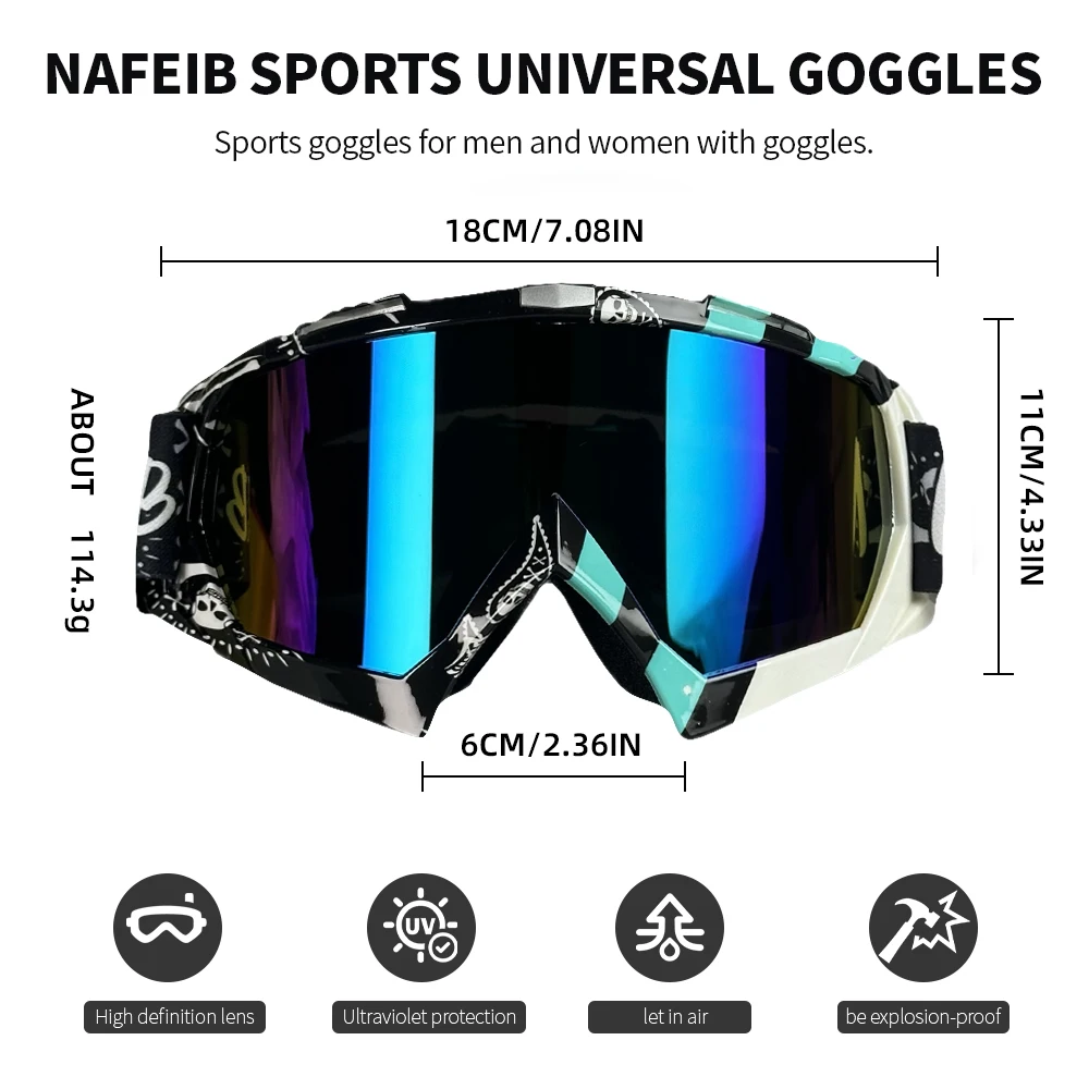 Men\'s Off-road Goggles Motorcycle Ski Sports Goggles Riding Sunglasses UV400 Outdoor Protective Goggles Helmet Accessories