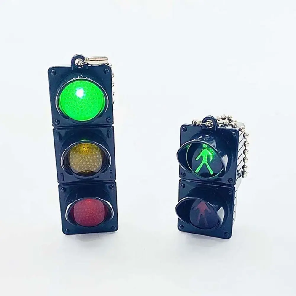 Plastic Traffic Light Key Chain Glowing Charms Car Keychains Signal Light Pendant Bag Pendant Jewelry Accessories 3D Key Ring