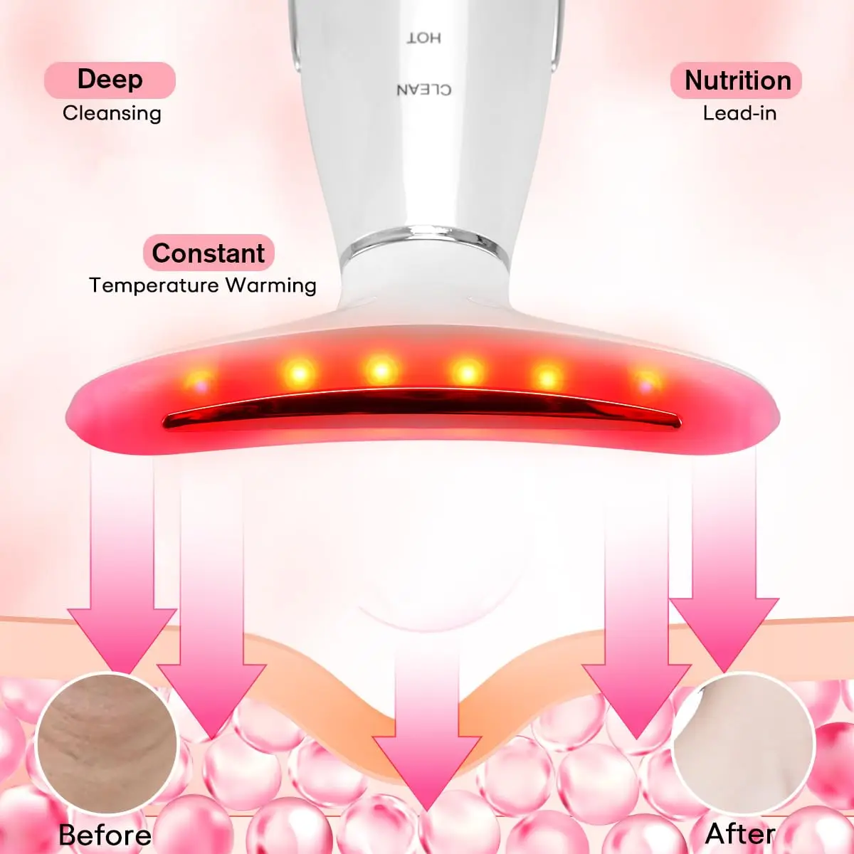 مدلك الوجه، أداة تدليك الوجه للرقبة، تدليك 3 أوضاع بالحرارة، أداة تجميل محمولة للعناية بالبشرة هدية للنساء