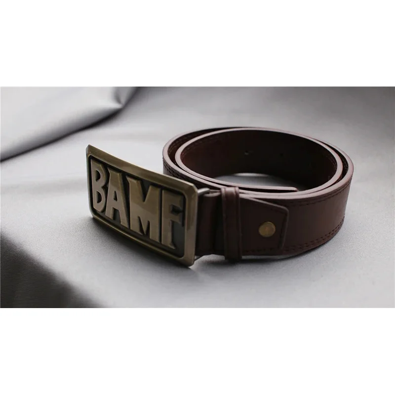 Watch Over Mccree Belt Cos Cowboy Metal Copper Bamf Buckle With Leather Belt for Men Boy Cosplay Costume Sashes