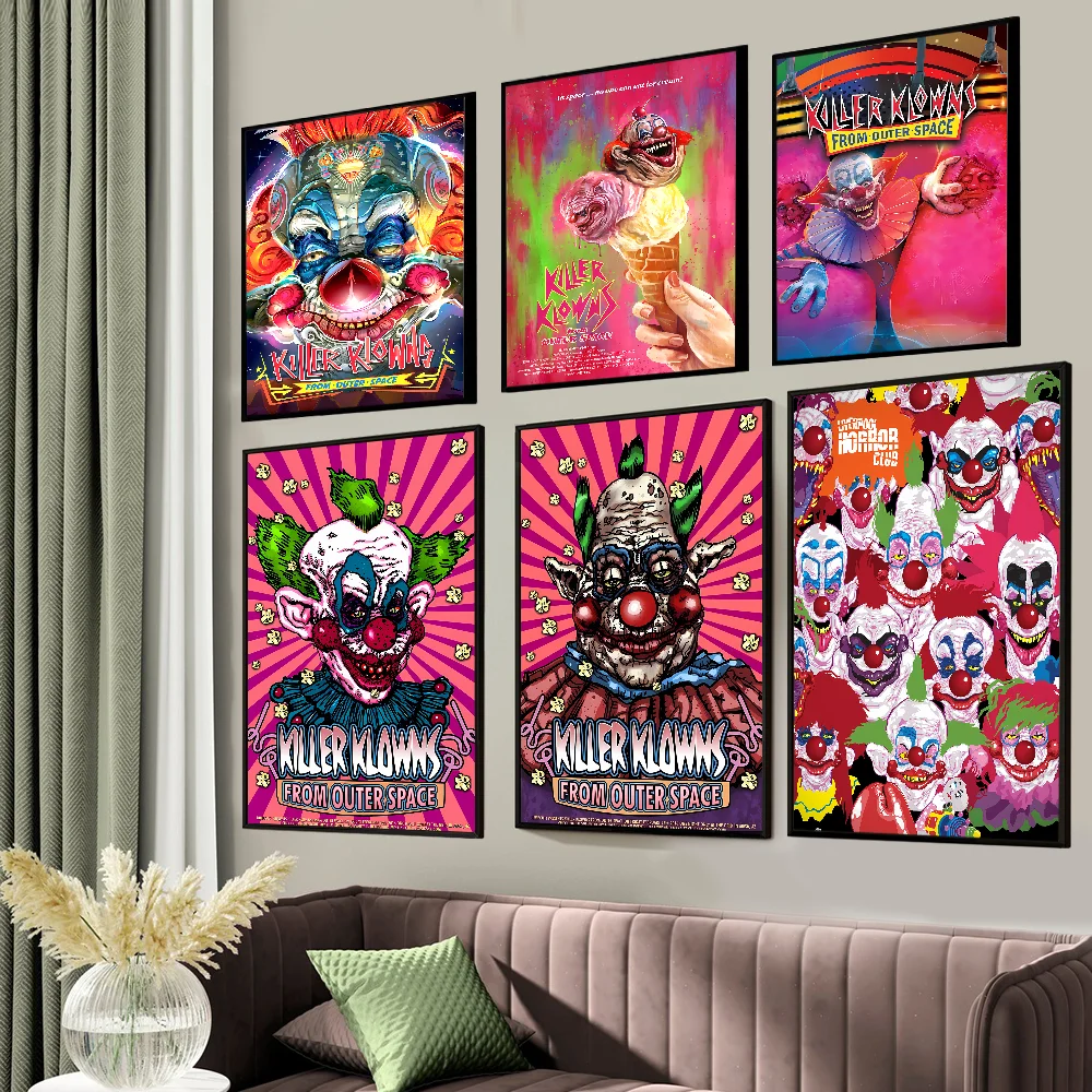 Killer Klowns from Outer Space Self-adhesive Art Poster Whitepaper Sticker DIY Room Bar Cafe Wall Decor