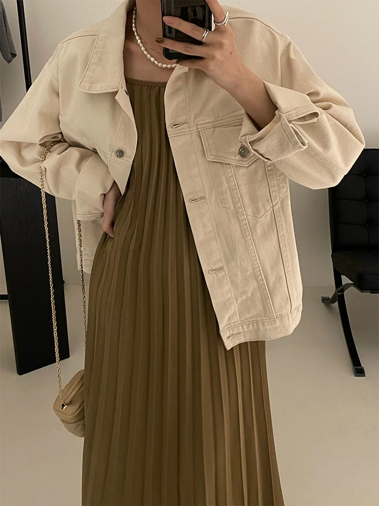 E vintage outono novo estilo fora do ombro sem mangas vestido longo camada base fena pesado adornado psado midi...