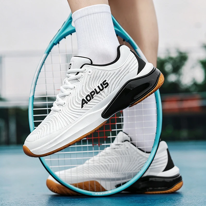 Men Professional Tennis Shoes Breathable Air Cushion Running Sneakers Non Slip Shock Absorbing Outdoor Training Sports Footwear