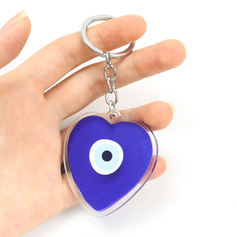 Turkish Blue Evil Eye Hamsa Hand Acrylic Keychain Mysterious Eyes Fatima Hand Keyring Bag Keys Pendant Men Women Jewelry Amulet