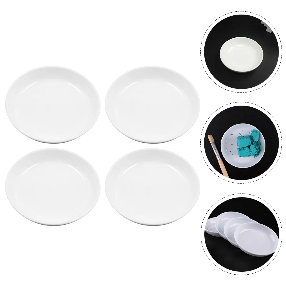 

4 Pcs Ink Plate Pigment Trays Ceramics Palette 1000X1000X200CM Painting White Watercolor Plastic Container Child