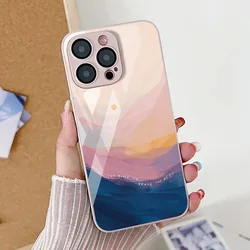 Tempered Glass Sunrise Case For Samsung Galaxy A53 A54 A52 5G A13 A14 A33 A12 A25 A32 A34 A51 S24 S22 Ultra S23 Plus S20 S21 FE