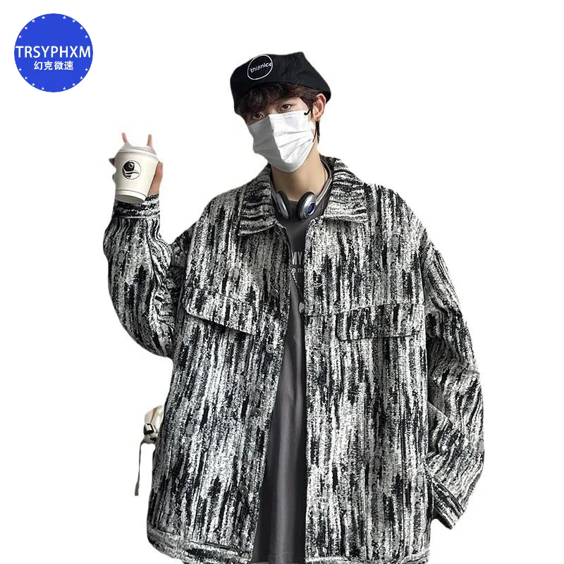 

TRSYPHXM 2024 new Cowboy jacket, men's spring and autumn trendy hip-hop jacket, autumn handsome and high-end top