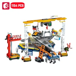 SEMBO 1154pcs J-20 Fighter Production Line Scene Assemblage Building Blocks MOC Military Series Aircraft Model Bricks Kids Gifts