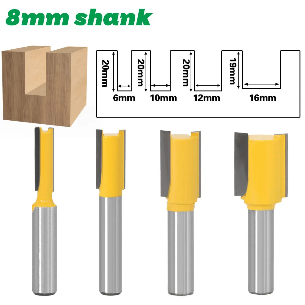 1PC 8MM Shank Milling Cutter Wood Carving Straight/Dado Router Bit - 3/8\