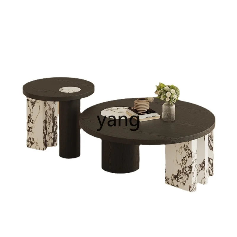 

Yjq Light Luxury High-Grade Marble Tea Table Modern Simple High-End Designer Small Apartment Living Room Home