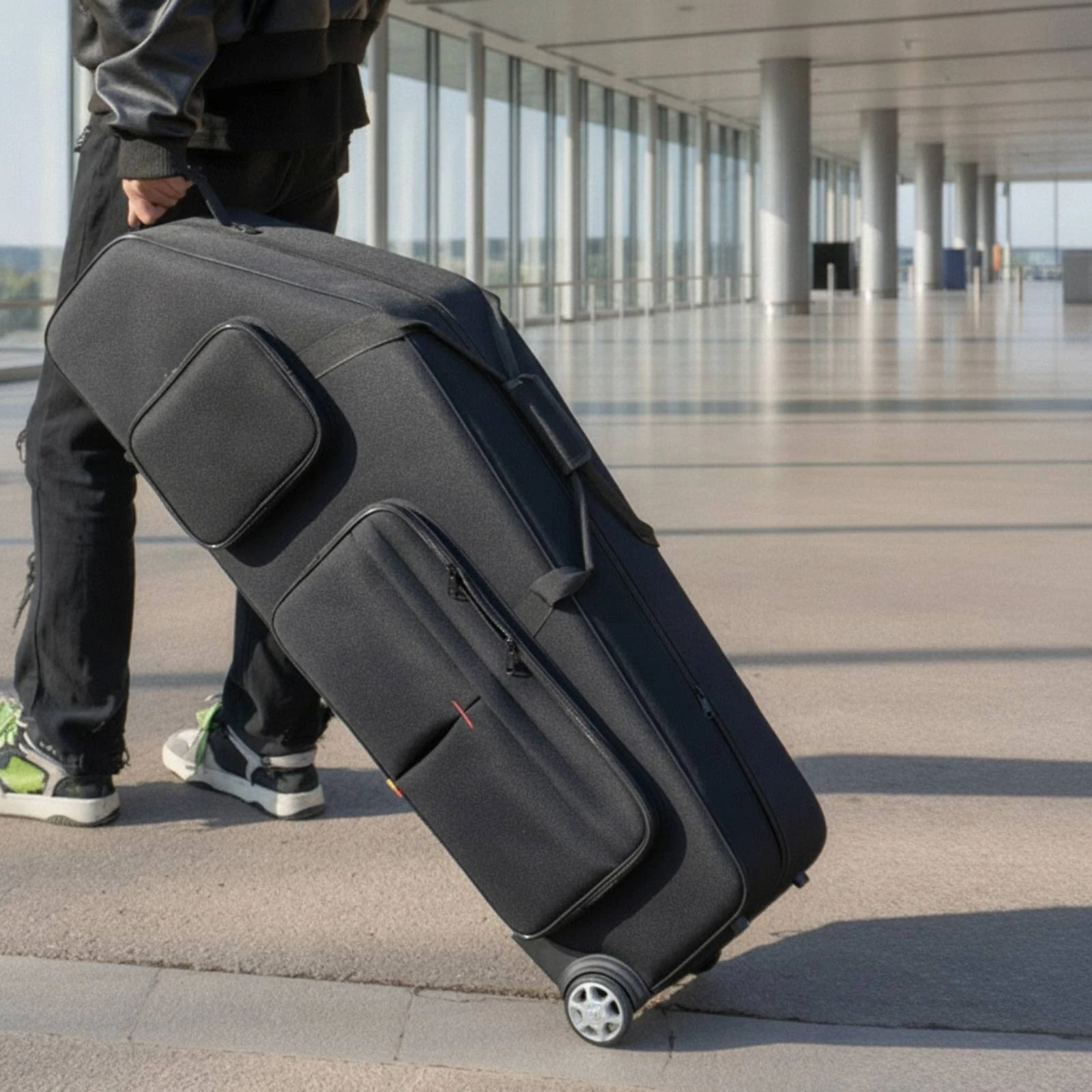 Baritone Sax Case with Wheels Shielded Baritone Saxophone Case Contoured Portable for Saxophonists, Travel, Gigs