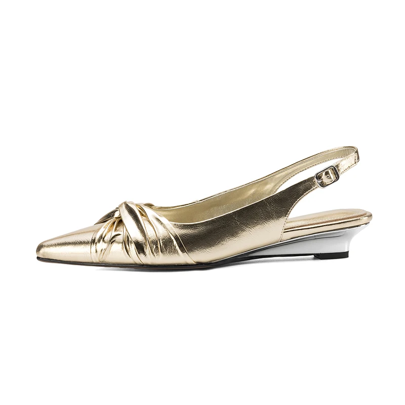 SmallHut Damen Keilabsatz Pumps Silber Spitze Zehe - alternate angle