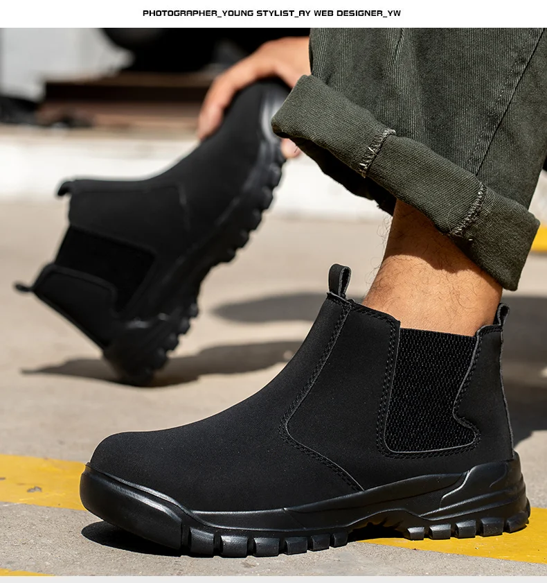 Wasserdichte Lederschuhe für Herren, rutschfeste, unzerstörbare Schutzstiefel, leichte Sicherheitsarbeitsschuhe für Herren, unzerstörbar – Detail 14