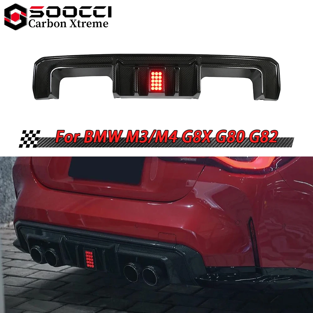 

Dry Carbon Fiber R44 Style Rear Diffuser for BMW M3 G80 G81 M4 G82 G83 LED Lighted Lower Lip Spoiler Splitter Rear Bumper