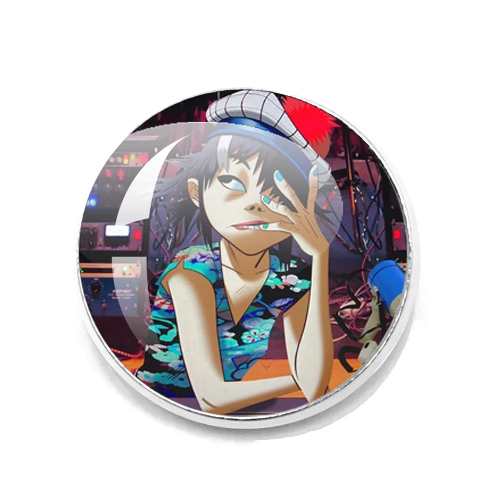 20MM/25MM Gorillaz 2D Noodle Virtual Bands Brooch Badges Backpack Handmade Round Brooches Lapel Pins Decoration Jewelry Gifts