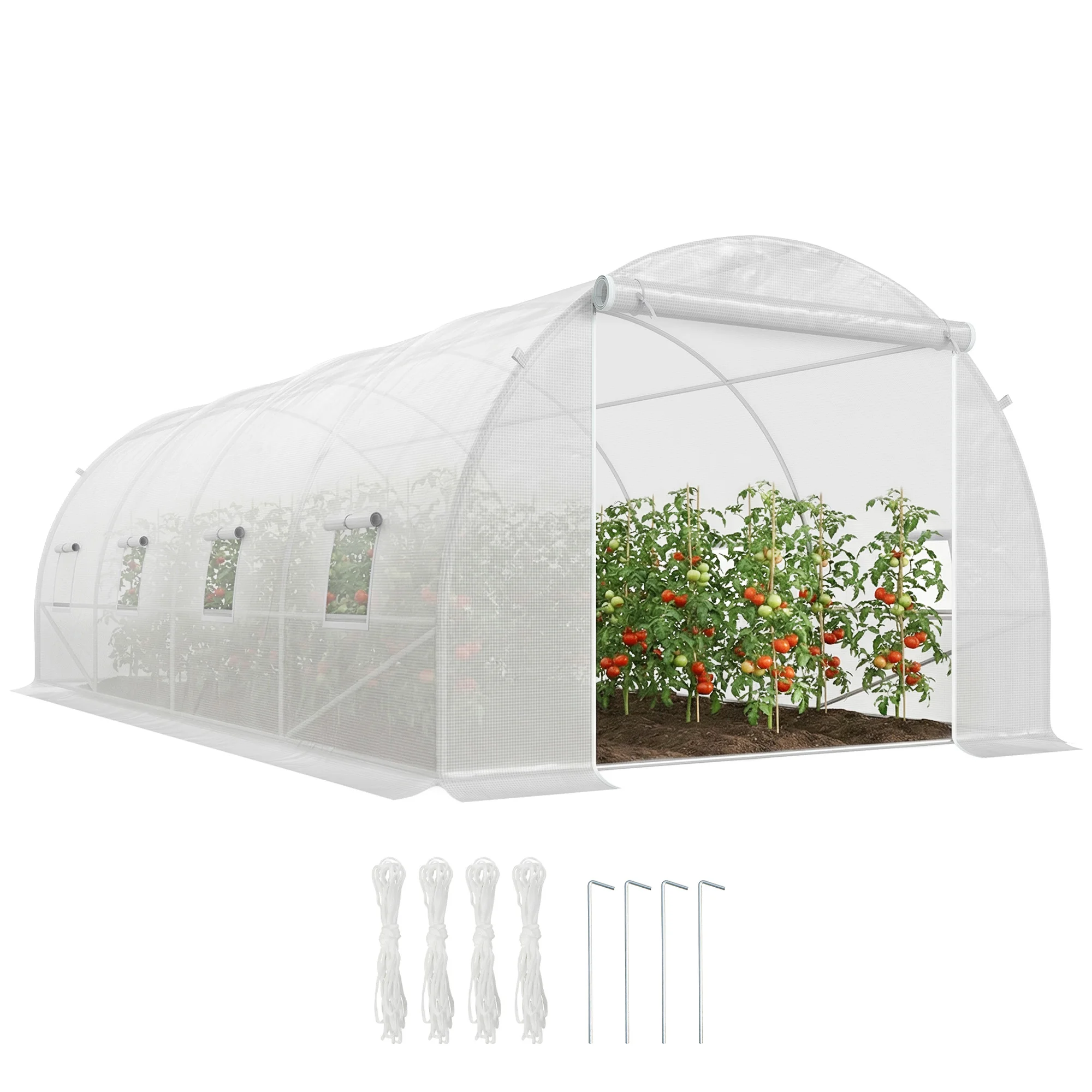 Outsunny Invernadero 6x3x2 m Caseta para Jardín Terraza Cultivo Plantas Flores