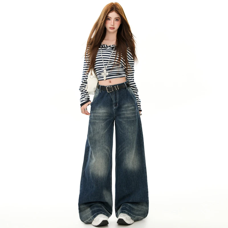 Y2k Jeans For Woman New Autumn Winter Wide Leg Straight Denim Pants Trendy Hot Girl Style Fashion Baggy Jeans