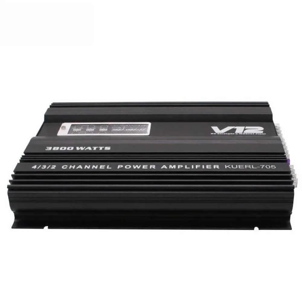 

Многофункциональный четырехканальный автомобильный усилитель мощности V12 12В, 705, с четырехсторонним аудиовходом, легкий, с технологией проводки Power Wire Drawing