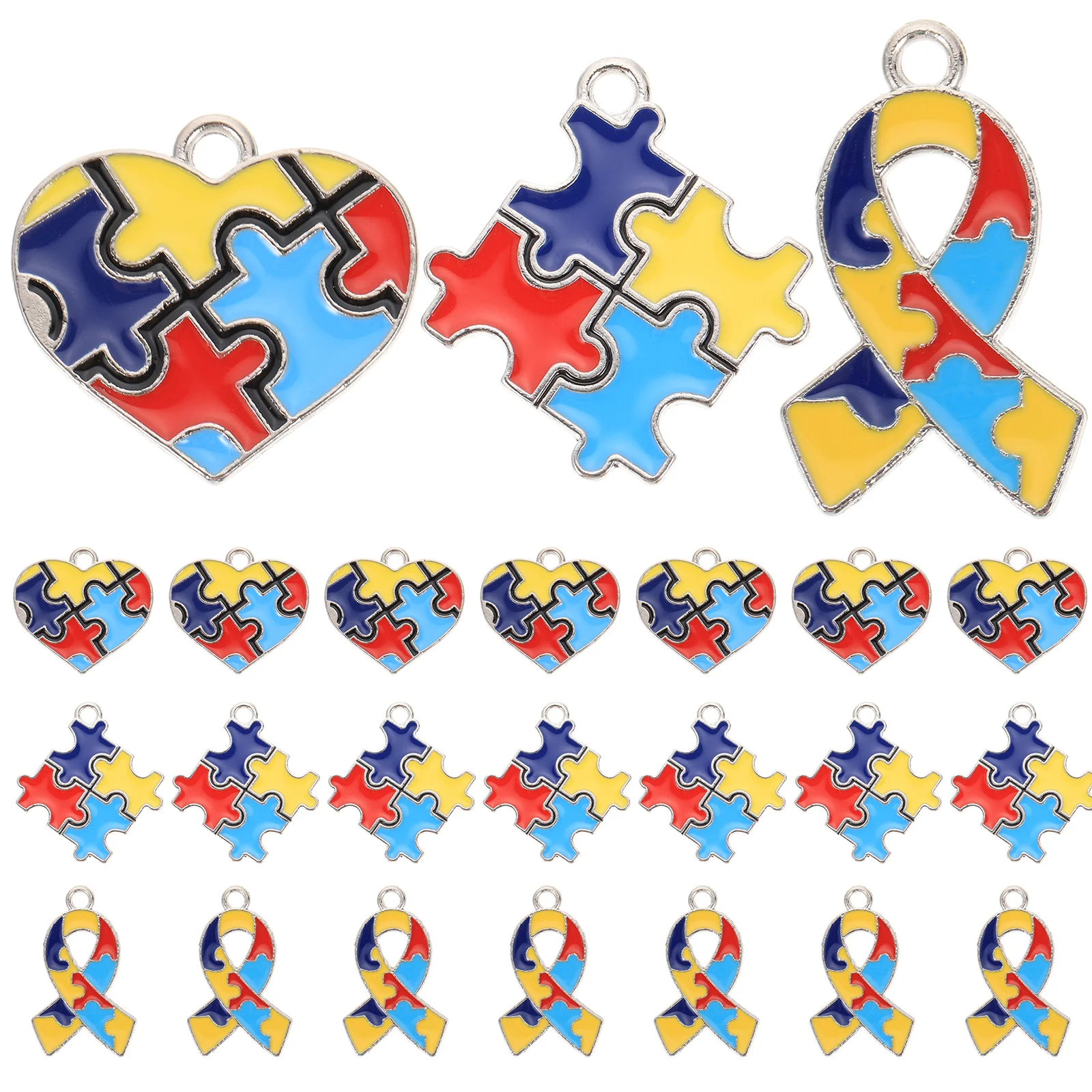 

24 Pcs Autism Pendant Necklace Autistic Charms Awareness Love Alloy Craft Hanging Decor DIY Pendants Jewelry Bracelet Making