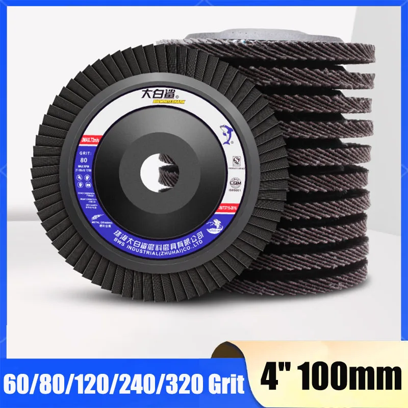 Flap Discs 4'' 100mm Angle Grinder Sanding Discs 60/80/120/240/320 Grit Grinding Wheel Metal Plastic Wood Removal Abrasive Tool