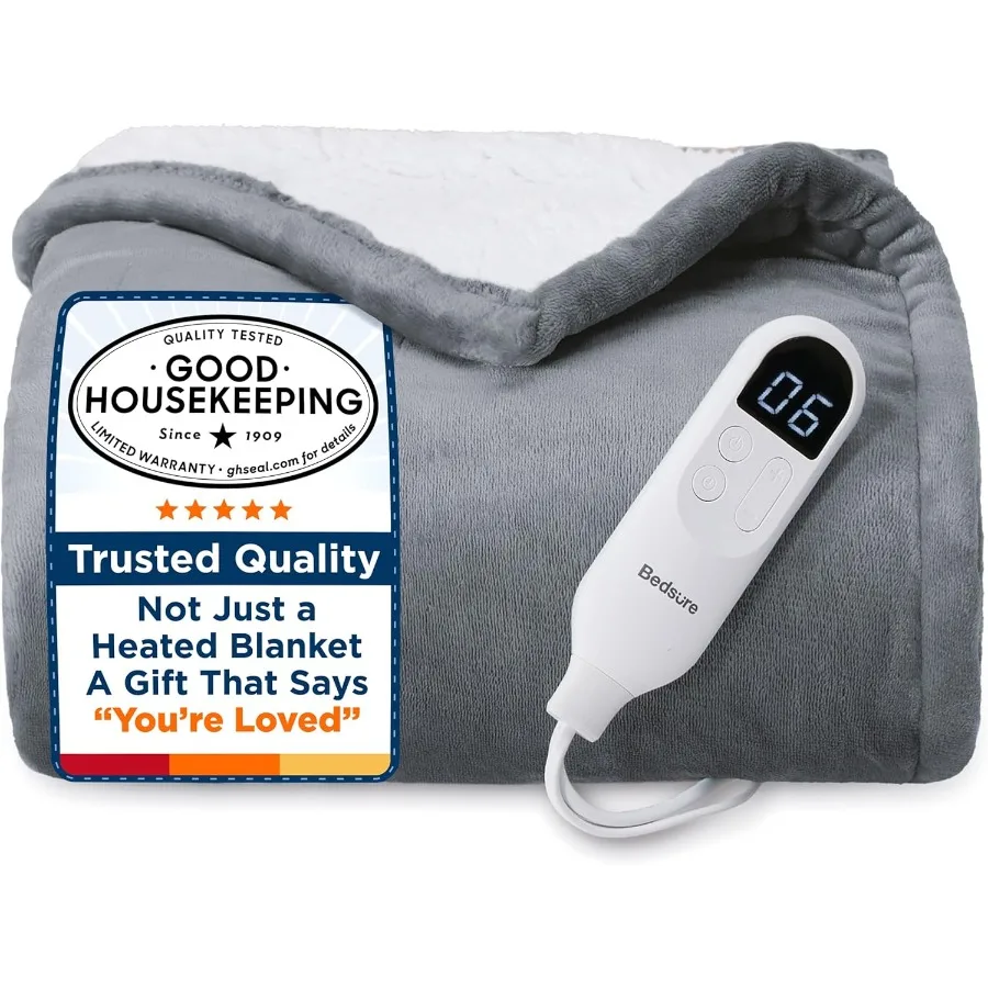 

Heated Blanket Throw Blanket - Fast Heating Electric Blanket Soft Flannel Heated Throw with 4 Time Settings 6 Heating Settings