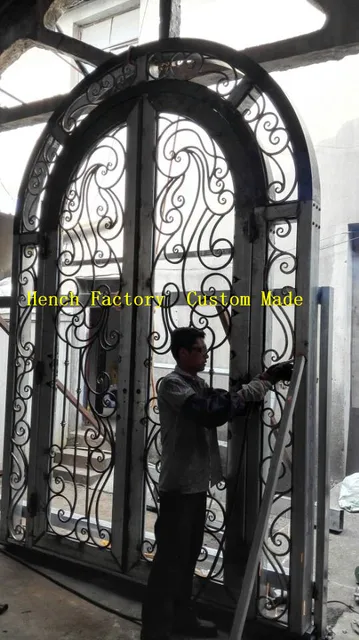 Home Make in China Wrought Iron Double Entry Doors Used Wrought Iron Safety Door Gate Windows Design for Home 2