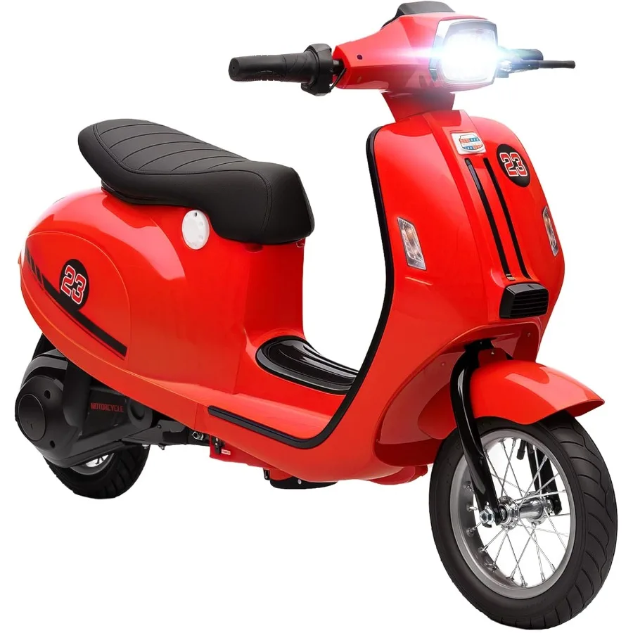 

Red 24V Motorcycle Electric Motorcycle with 250W Motor 3.7-9.9 mph 7AH Batteries 12 Inflatable Tires and Rear Suspension Batter