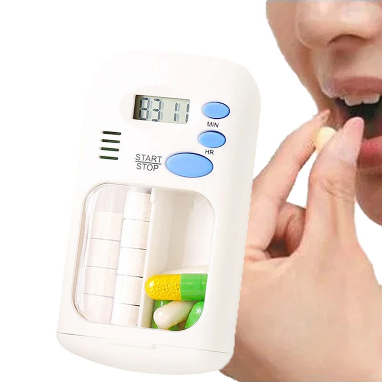 Pill Case Mini Electronic Timing Reminder Medicine Boxes Alarm Timer Pills Weekly Pillbox Medication Organizer Alarm Cases