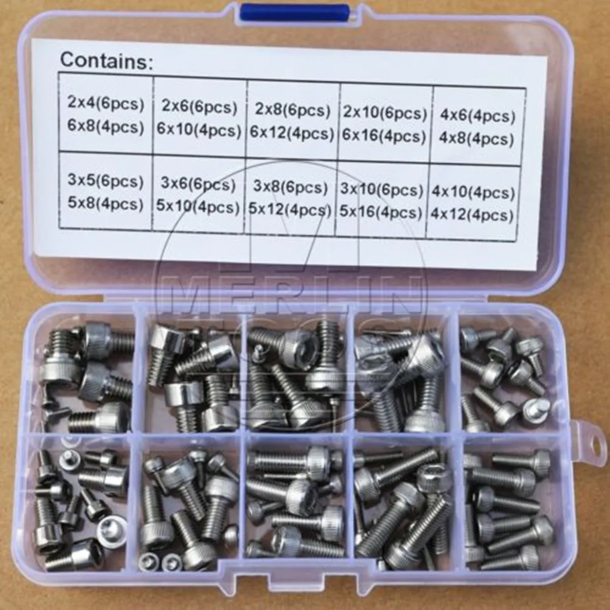 96 шт., болты с шестигранной головкой из нержавеющей стали M2 M3 M4 M5 M6 304