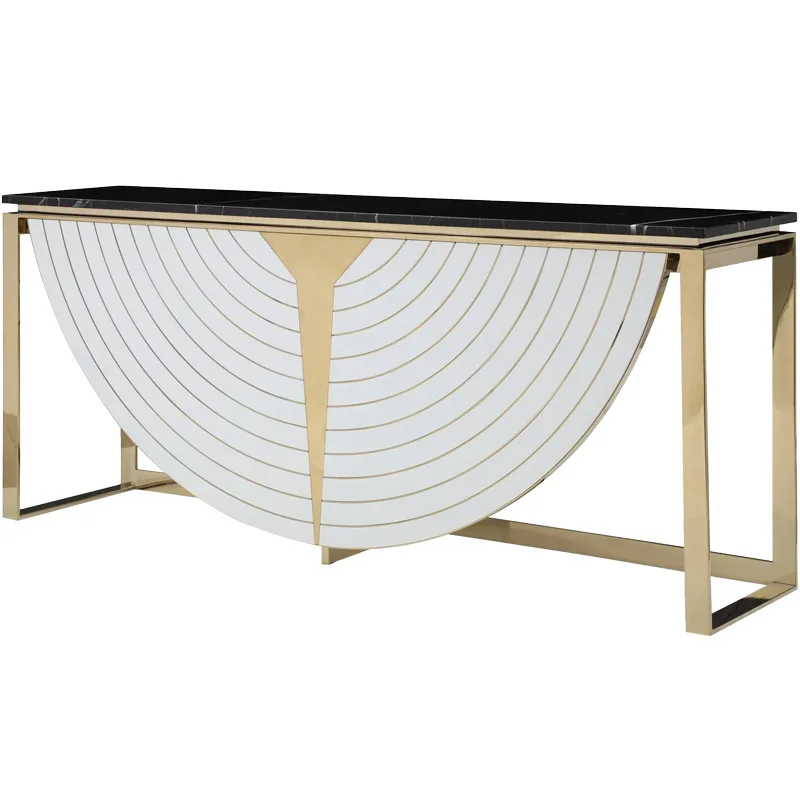 Xuanguantai Villa Large Flat Floor Narrow Table Marble Partition Decoration Entrance Cabinet Metal Light Luxury