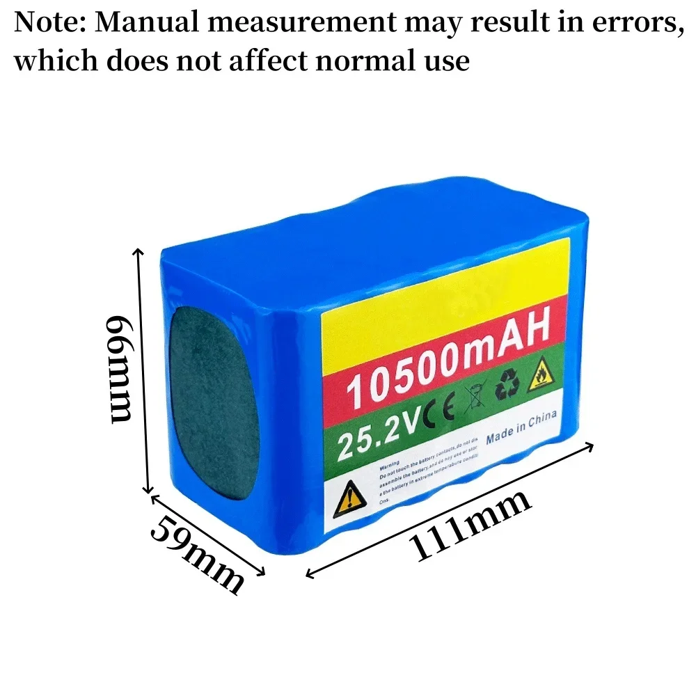 6S3P 25.2V 10.5Ah 18650 Battery Pack 18650 Rechargeable Li-ion Battery for  Mopeds Built-in BMS W/ 25.2V 2A Charger