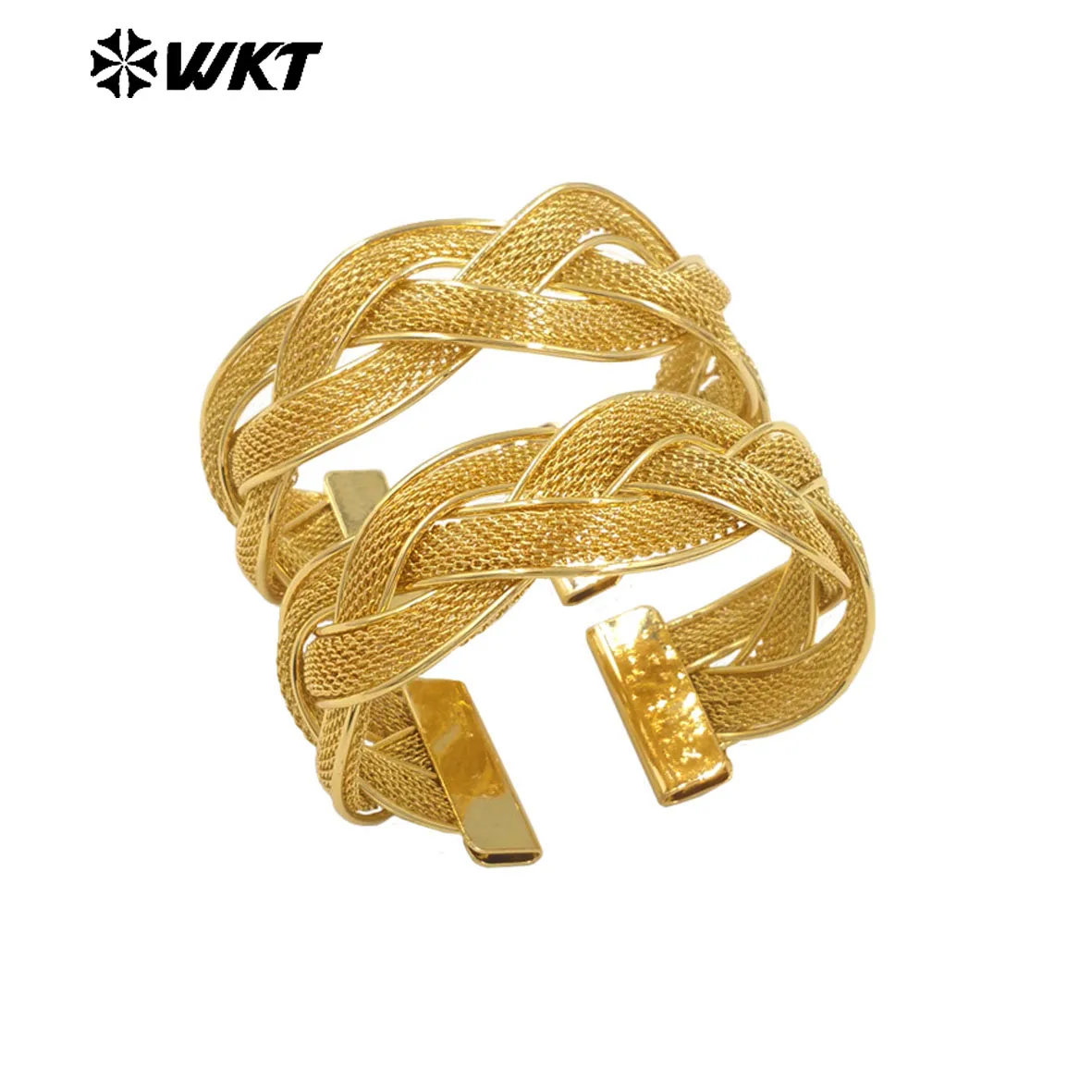 WT-B689 High Quality Refined 18K Gold Plated Brass Chain Bar Wave Interlace Adjustable Bracelet For Women As Wedding Jewelry