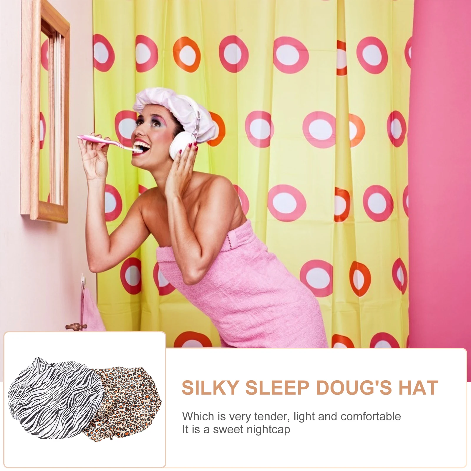

1 шт., кружевная атласная шапка для ночного сна, эластичная дышащая шапочка для ухода за волосами, женская удобная шапочка для сна, домашняя шапочка для душа